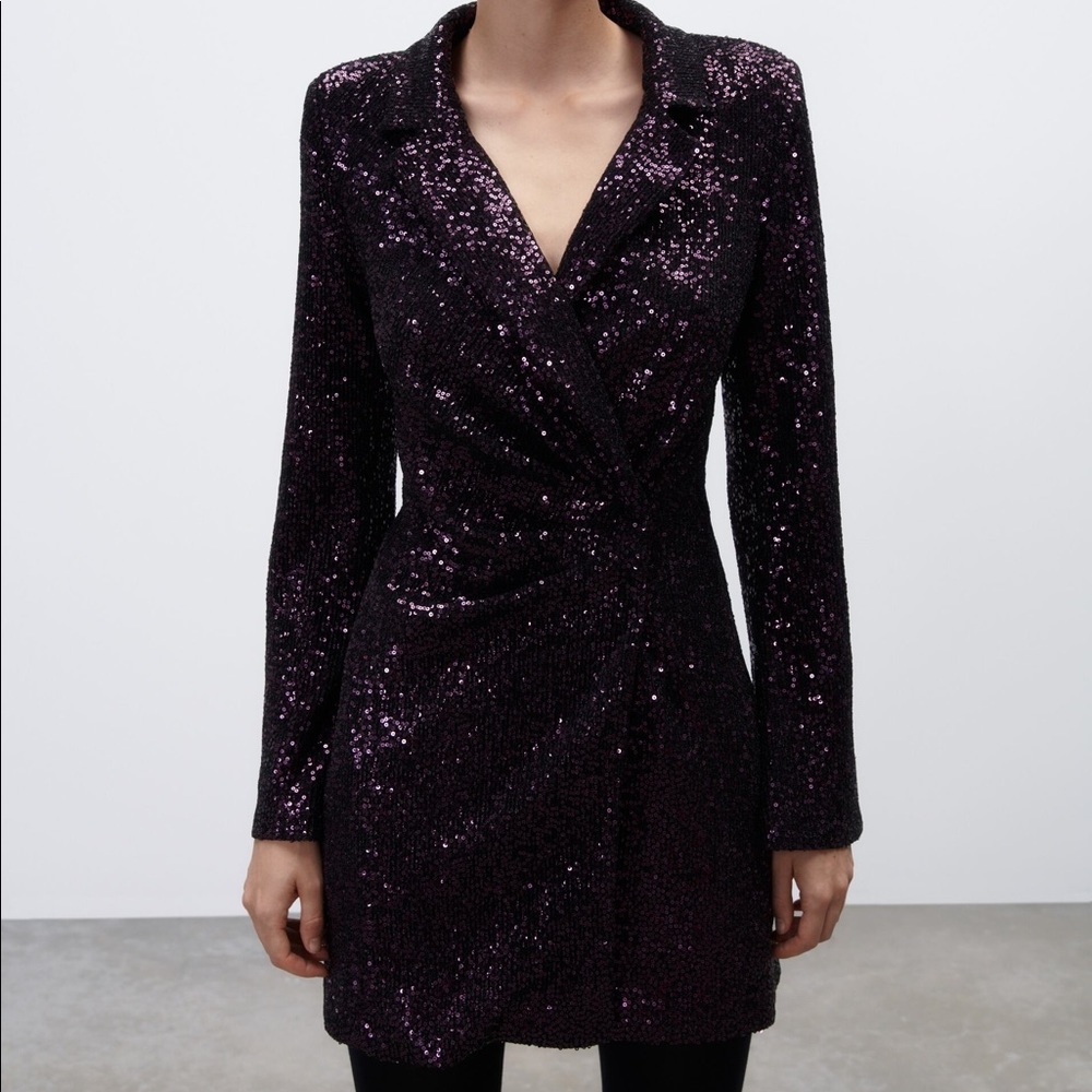 Zara Blazer Style Sequin Mini Dress